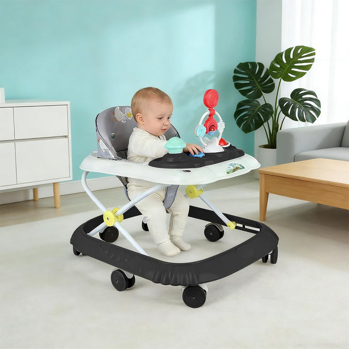 Lauflernhilfe 4 in 1, faltbar, für Babys mit interaktivem Spielbrett mit Geräuschen, kippsichere Bas