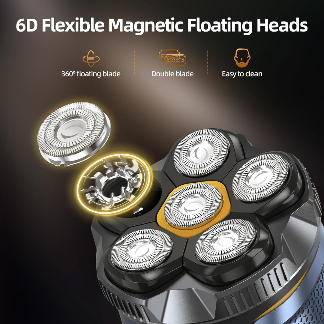 Glatzen Rasierer Herren Elektrisch 6D, 2 Modi Head Shaver Men Magnetische, Kopfrasierer Glatze für 0
