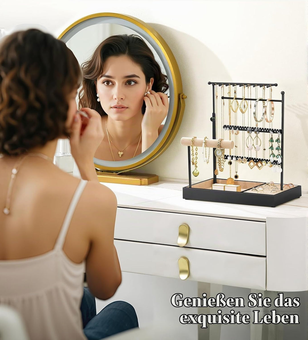 Emibele Schmuck-Halter, Schmuck Organizer Stand Halsketten Ohrringe Armband Halter, 5-Stöckiger Schm