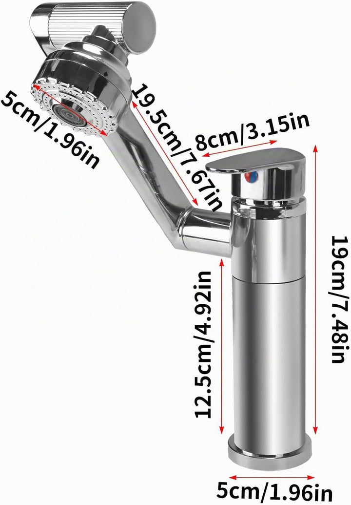 Wasserhahn Küche Flexibel 360° Drehbar Wasserhahn Bad Silber | 2 Modi Wasserabgabe Waschtischarmatur