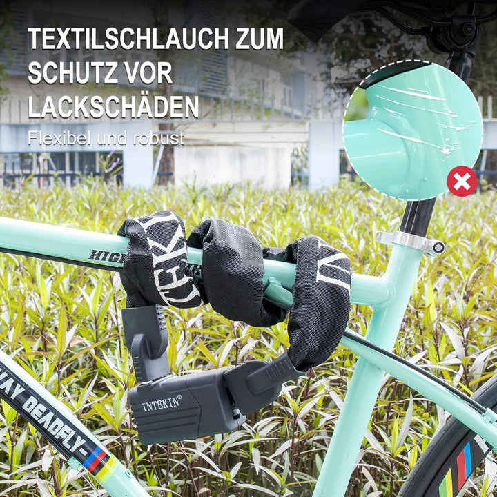 INTEKIN Kettenschloss Hohe Sicherheit, 100cm lang 10mm dick Motorradschloss, schwer Fahrradschloss a
