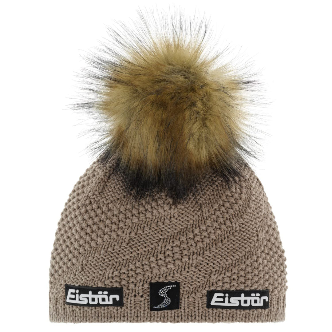 Eisbär Yva Lux Crystal Mütze für Damen mit Bommel, Farbe:Braun