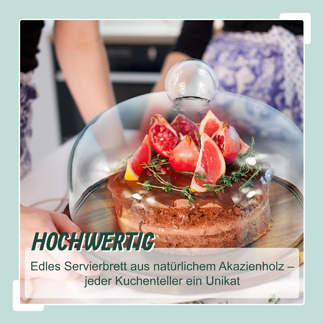 Relaxdays Tortenplatte, Glasdeckel, Kuchenplatte, hält Lebensmittel frisch, HD: 16x28 cm, Käseglocke