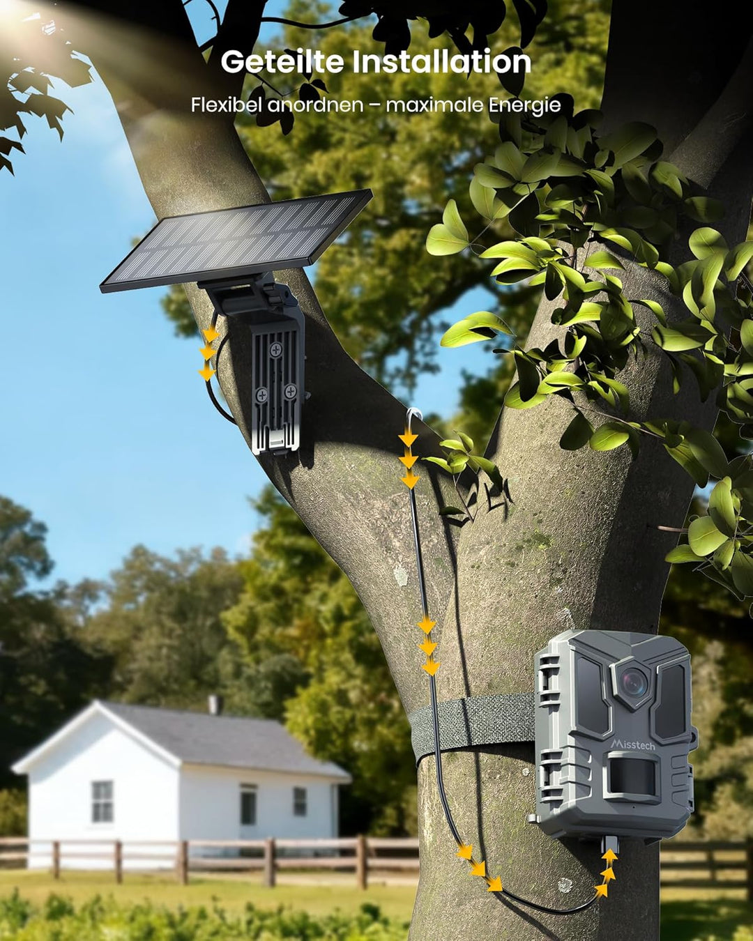 Misstech 4K UHD Solar Wildkamera mit Handyübertragung App, 64MP Solarbetriebene Wildtierkamera mit 0
