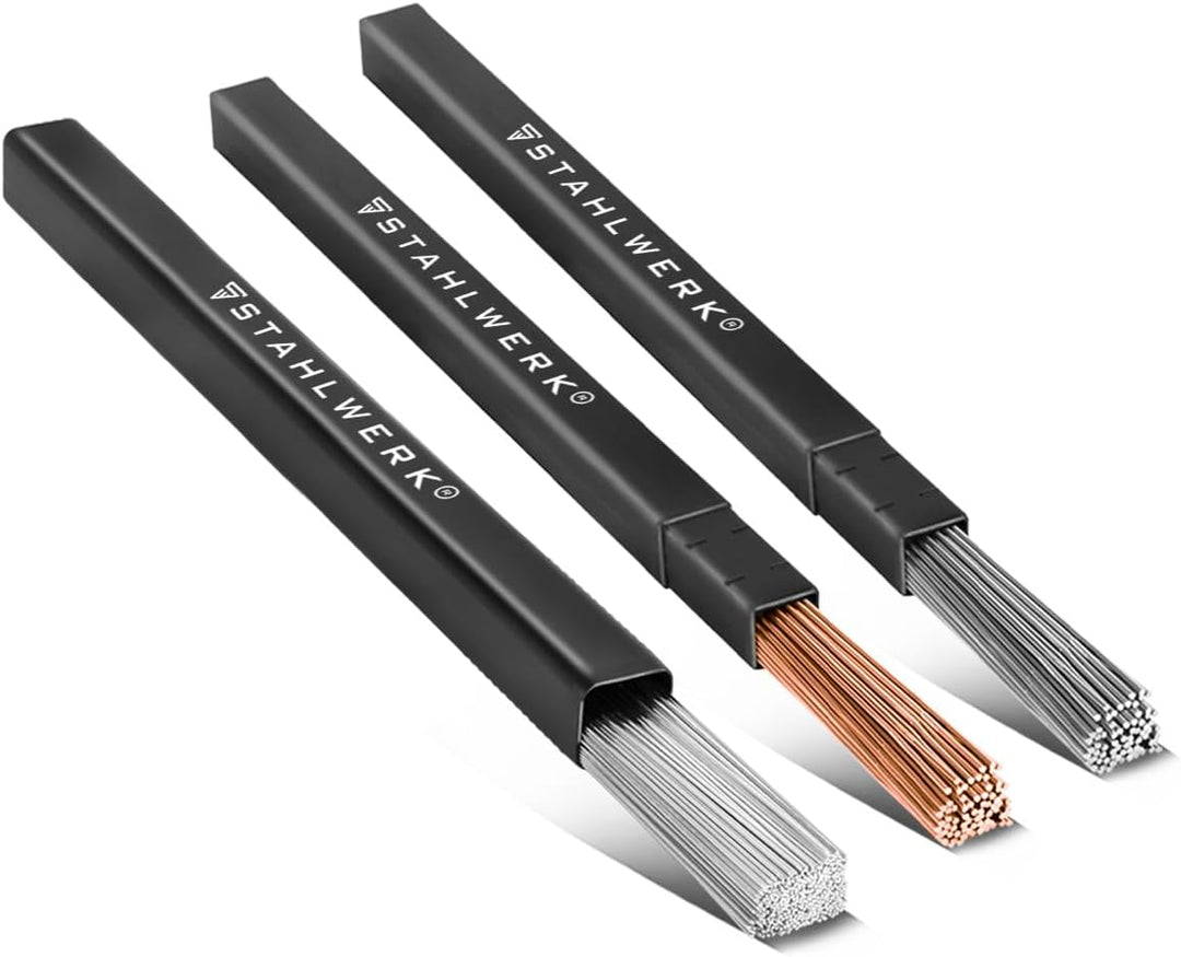 STAHLWERK Schweissstäbe Set ER70S-G3 Stahl & ER307Si Edelstahl hochlegiert & ER4043Si5 Aluminium/Ø 1