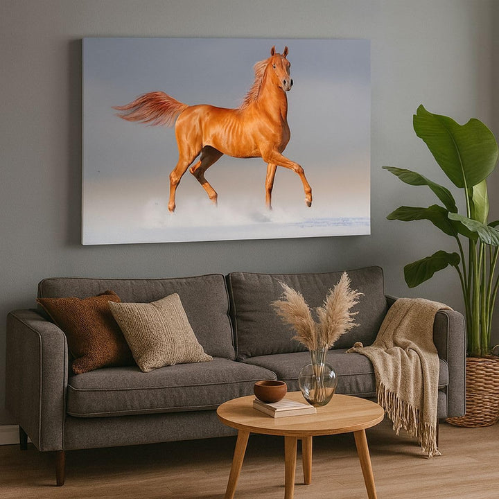 Bilder auf Leinwand 100x70cm Leinwandbild Tiere Pferd Galopp Geschwindigkeit Gross Wanddeko Bild Sch