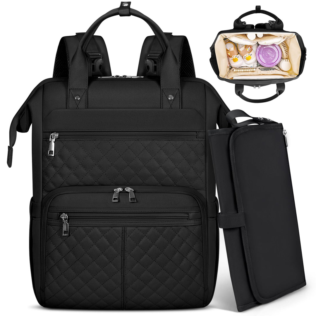 RAINSMORE Baby Wickelrucksack Gross mit Mobiler Wickelauflage Multifunktions Wickeltasche Kinderwage