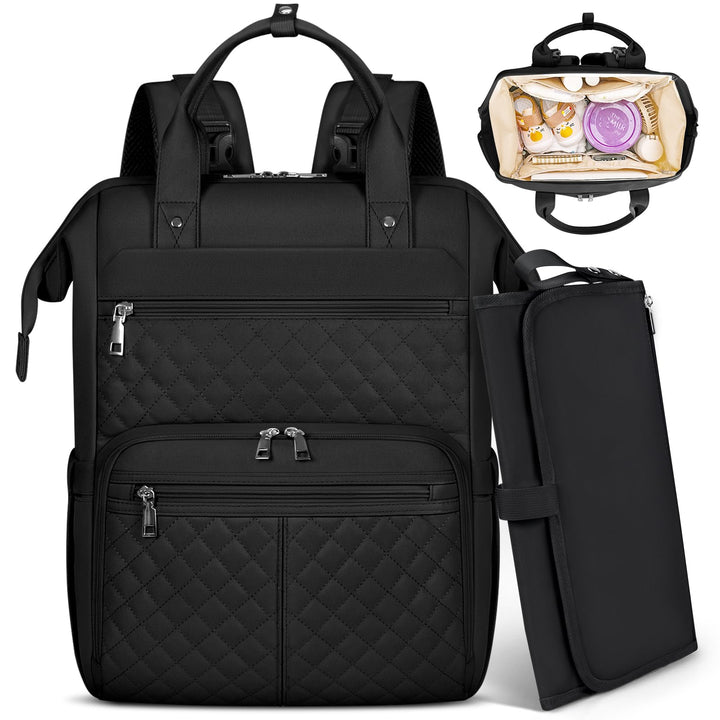 RAINSMORE Baby Wickelrucksack Gross mit Mobiler Wickelauflage Multifunktions Wickeltasche Kinderwage