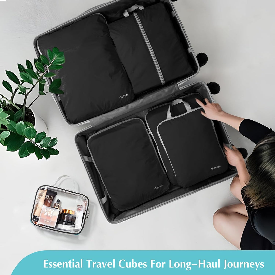 Gonex Compression Packing Cubes 6er Set, Gonex Kleidertaschen 6-teilig Verpackungswürfel, Kleidertas