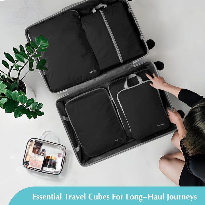 Gonex Compression Packing Cubes 6er Set, Gonex Kleidertaschen 6-teilig Verpackungswürfel, Kleidertas