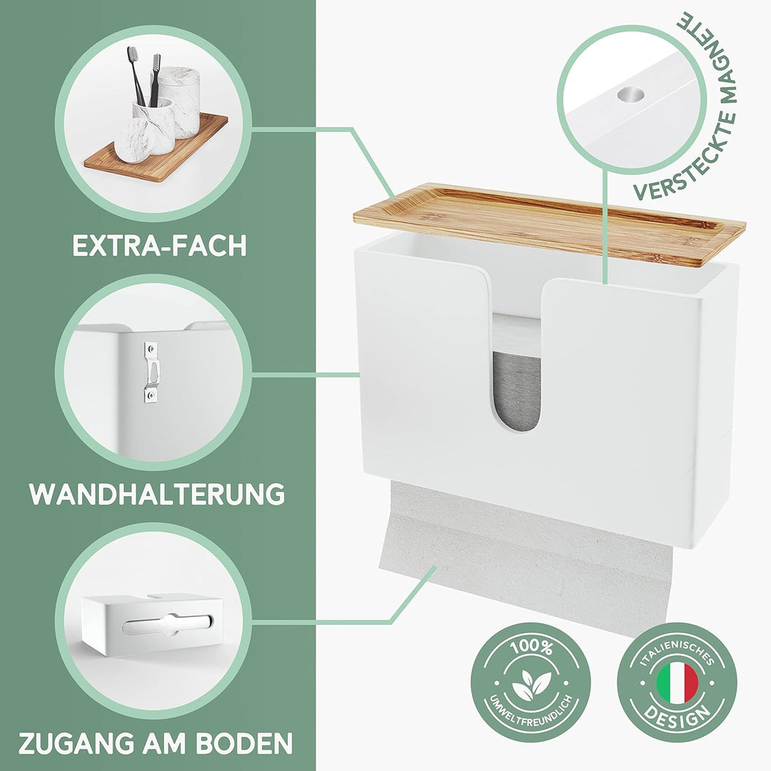 Nature Supplies Papierhandtuchspender aus Holz - Papierhandtuchhalter Mit Wandhalterung oder bei Tis