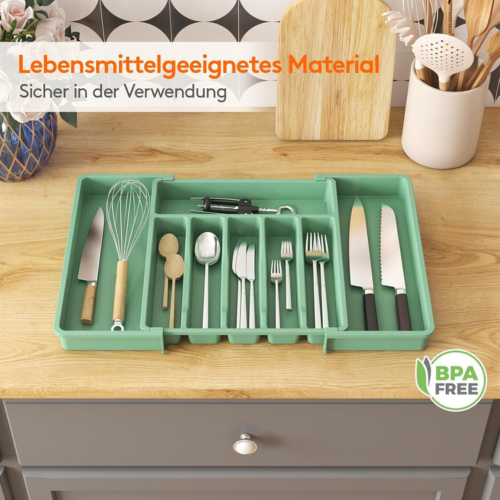 Lifewit Besteckhalter, erweiterbarer Utensilienhalter für Schublade, Verstellbarer Besteckkasten, ko