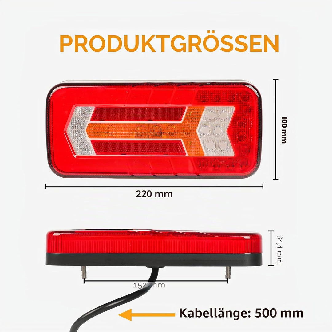 AOHEWEI 2 Stück Anhänger-Rückleuchten 12V/24V Superhelle wasserdichte Blinker Bremslichter Rücklicht