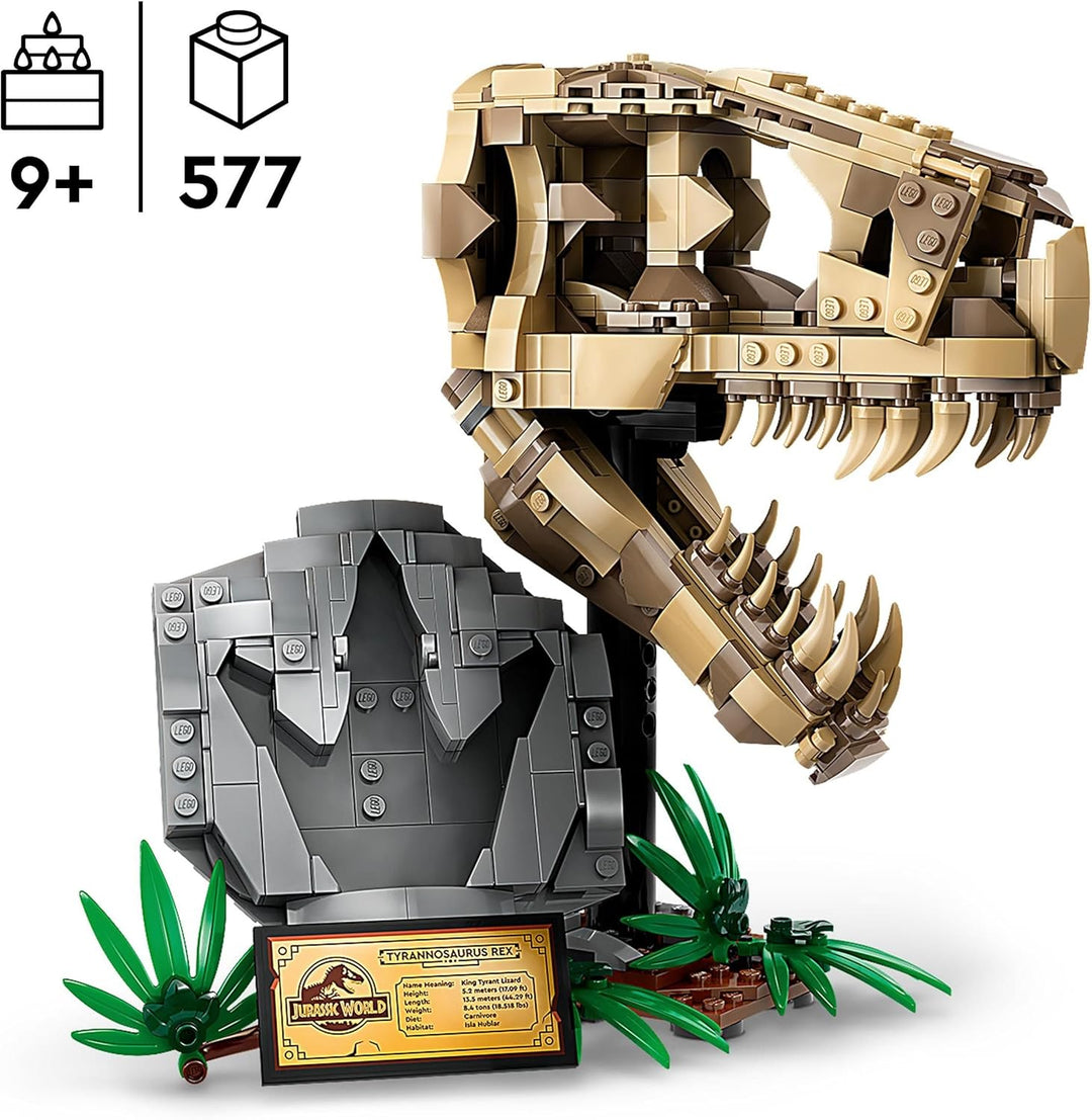 Lego Jurassic World Dinosaurier-Fossilien: T.-rex-Kopf, Dinosaurier-Spielzeug zum Bauen, Dino-Deko f
