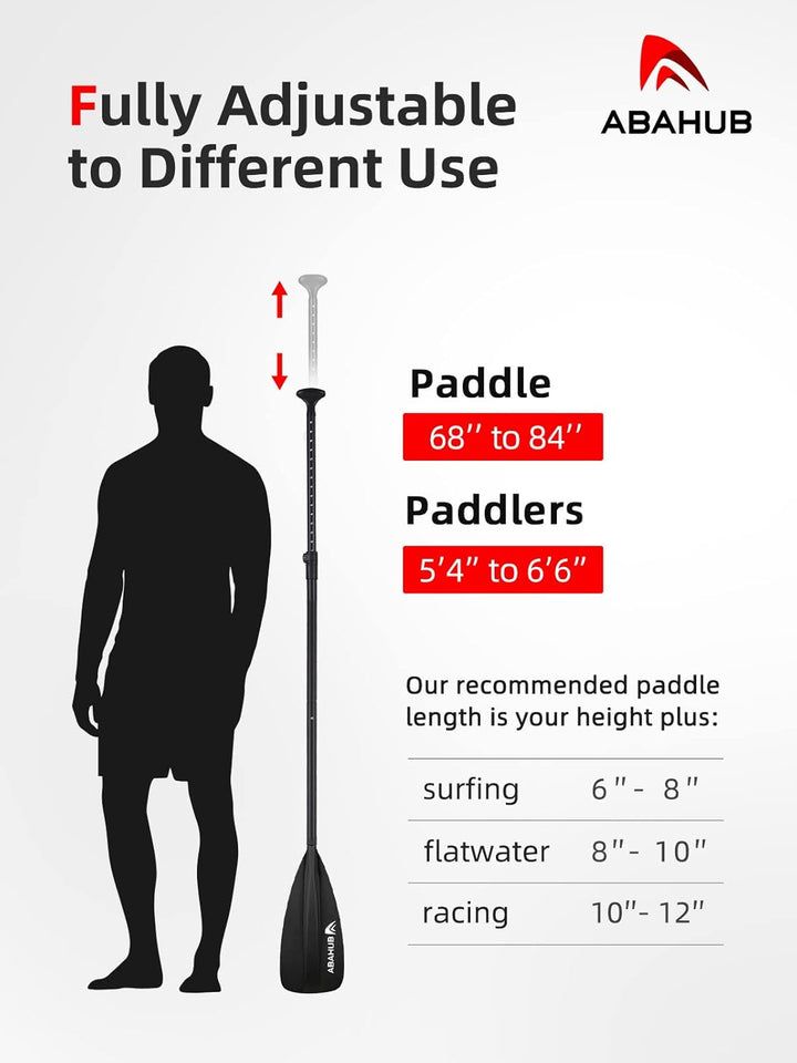 Abahub SUP Paddel Aluminium Einstellbares Stand Up Paddle für Paddleboard, Aluminiumlegierung PU-bes
