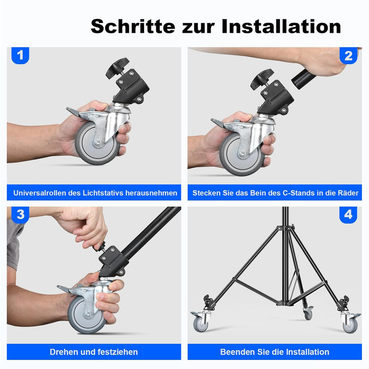 Soonpho 3 Stück Stativrollen Lichtstativ Rollen für stativ Wheels stativ Wheels Lampenstativ Profess
