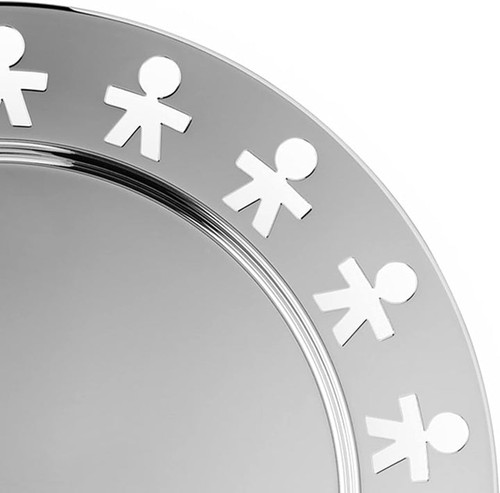Alessi "GIROTONDO" Platte, rund mit durchbrochenem Rand aus Edelstahl, 3.7 x 41 x 8.2 cm Silber, Sil
