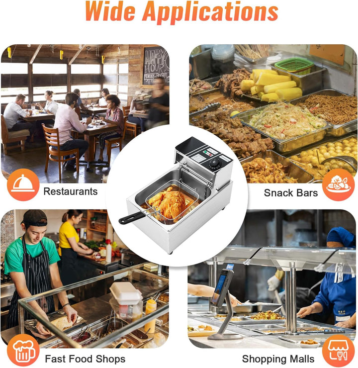Elektrisch Öl-Friteuse Küche Fritteuse Edelstahl Hähnchen Fritöse für Haushalte Bekleidungsgeschäfte