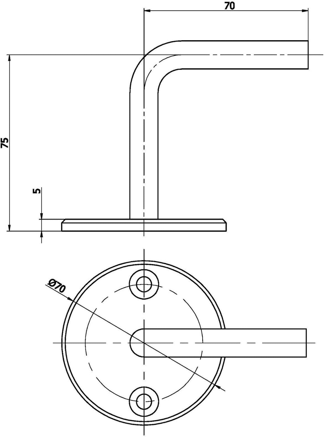 5 x Handlaufträger Handlaufhalter Handlaufstütze starre Ausführung aus Edelstahl für Handlaufrohr/Ho
