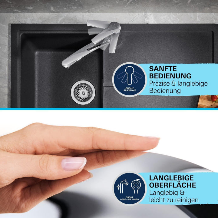 GROHE Start, Niederdruck Küchenarmatur 2 Strahlarten (Wasserhahn Küche für offene Warmwasserbereiter