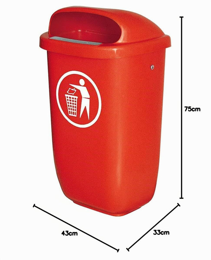 BRB Abfall- Behälter für den Aussenbereich, Inhalt 50 Liter, nach DIN 30713, (rot), rot