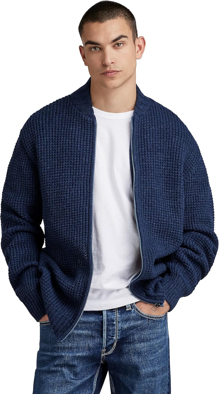 G-STAR RAW Herren Chunky Zip Cardigan Knits XS Blau (Rank Blue D23533-d170-868), XS Blau (Rank Blue