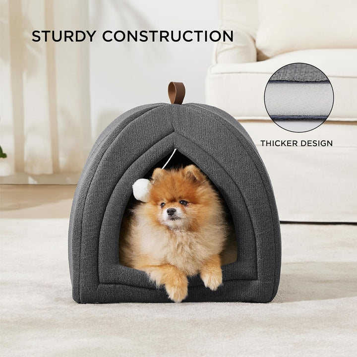 BEDSURE Katzenbett grosse Katzen Katzenhöhle- 44x44x44 cm Katzenhaus Indoor mit abnehmbarem Sherpa K