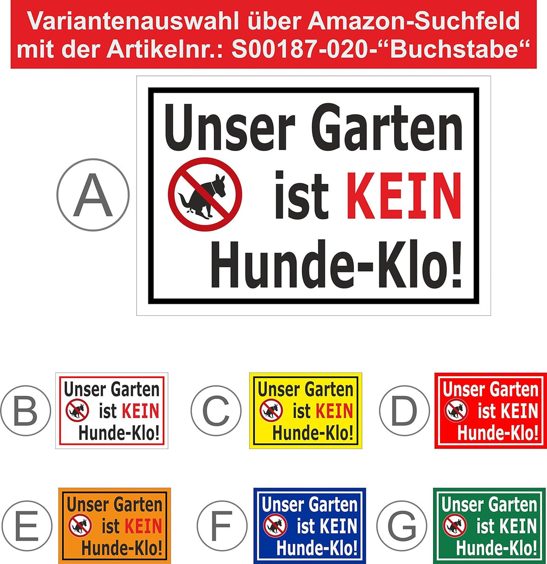 Melis Folienwerkstatt Schild - Garten - kein Hunde-klo - 60x40cm - Bohrlöcher - 3mm Aluverbund – 20
