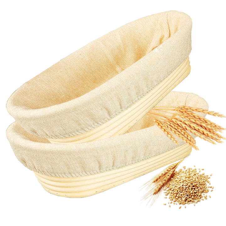 2pcs Gärkorb Oval 25cm Banneton Set, Gärkörbchen Oval, Brotkorb aus Nachhaltigem Rattan, Zum Brotbac