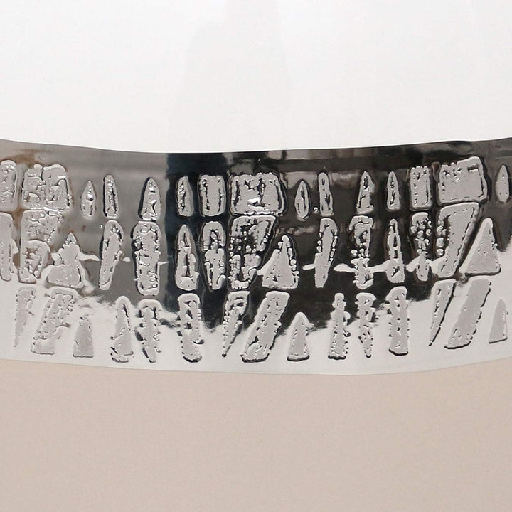 Dekohelden24 Moderne Deko Designer Keramik Vase oval mit Loch in Cappuccino/Silber/weiss. Masse L/B/