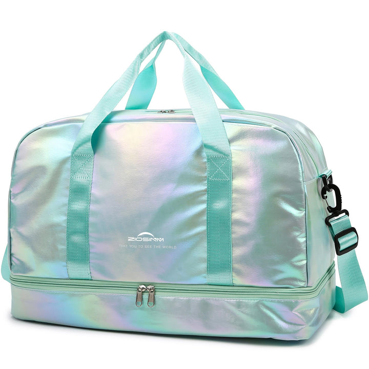 ZIOSINM Sporttasche Damen, 40L Reisetasche Damen Weekender, Glitzer Sporttasche mit Schuhfach und Na
