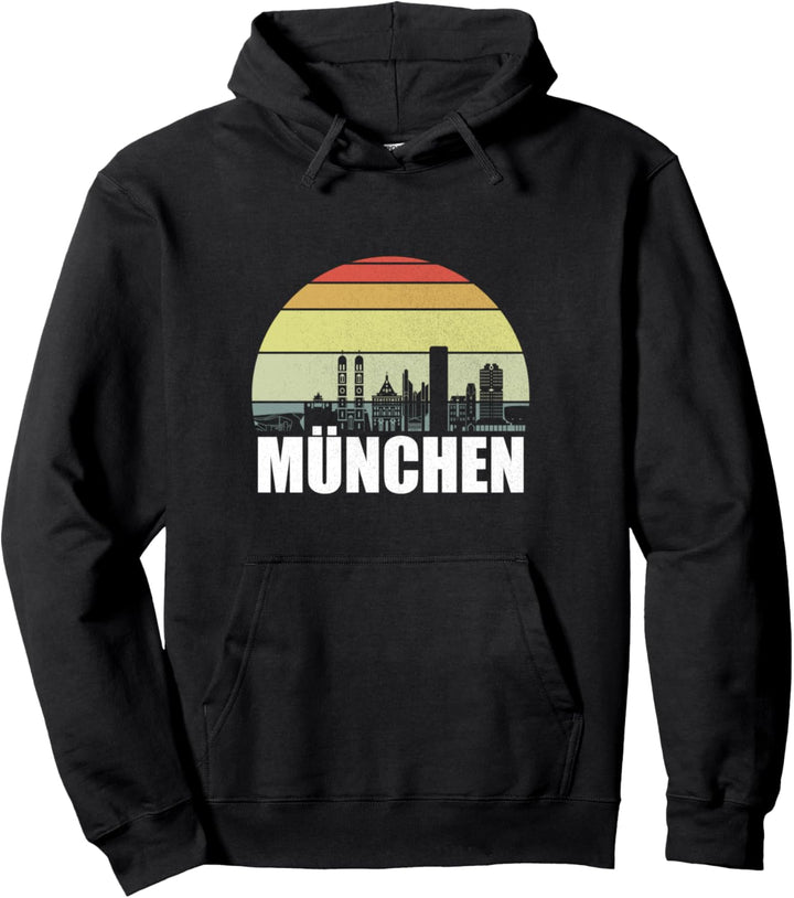 München Skyline Stadt Vintage Retro Heimat Geschenk Pullover Hoodie