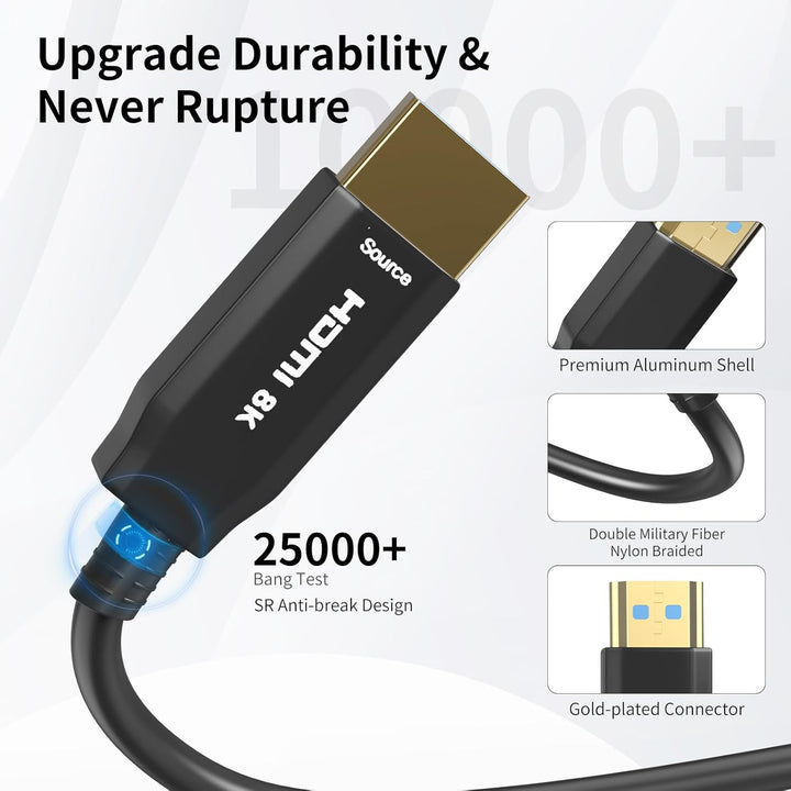 8K10M HDMI Glasfaserkabel 48Gbps Super hohe Geschwindigkeit AOC Lichtleitkabel 2.1 Kabel HDR eARC Do