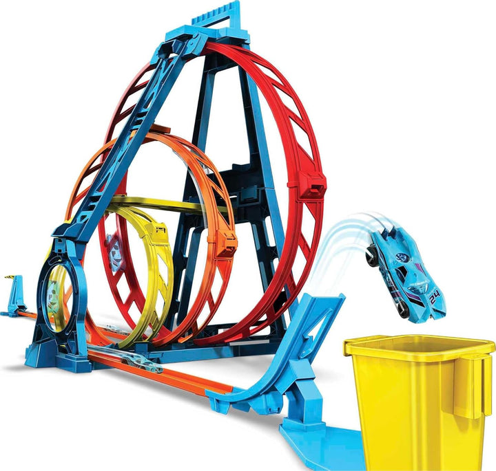 Hot Wheels GLC96 - Track Builder Unlimited Triple Loop Kit, Spielzeug Autorennbahn ab 6 Jahren
