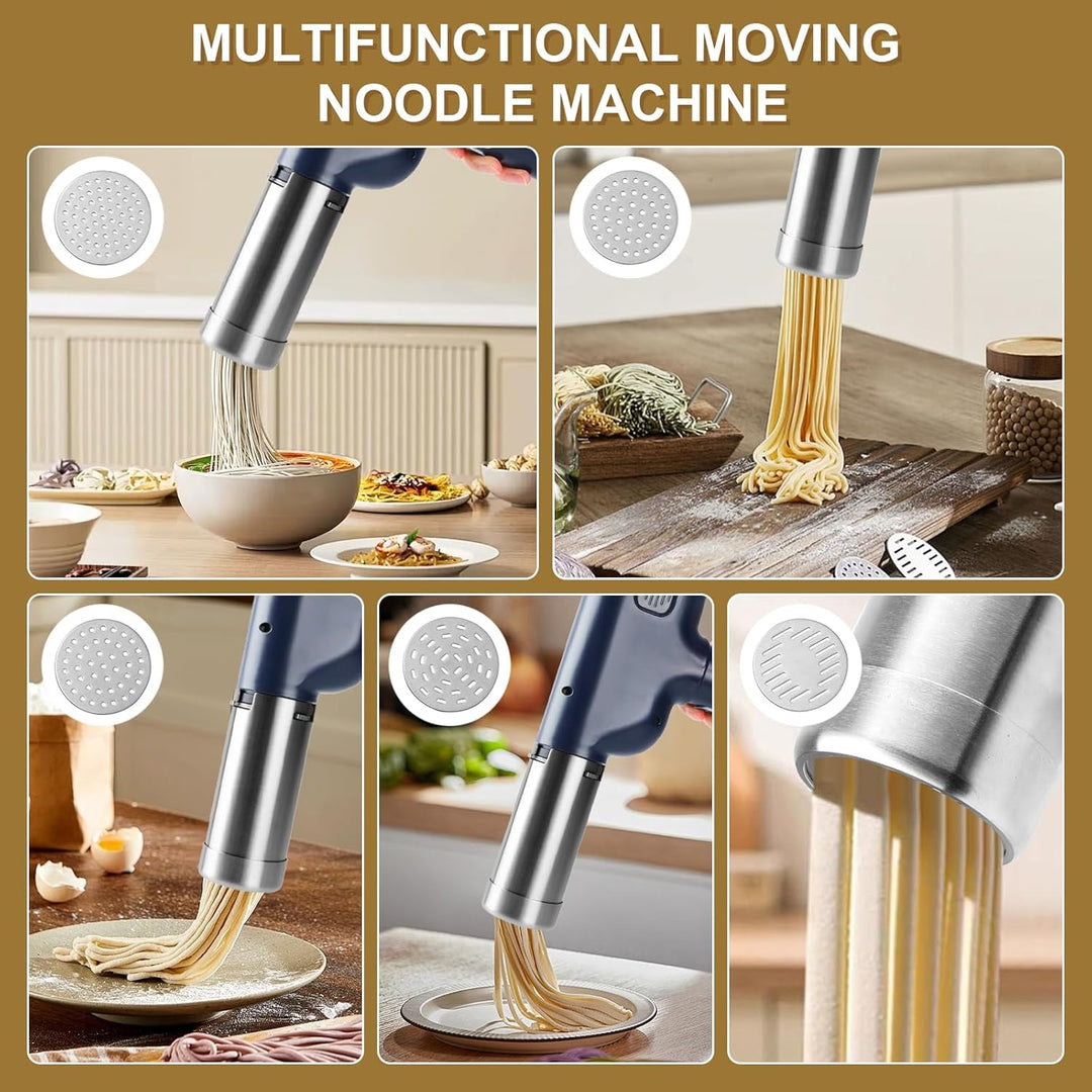 Elektrische Nudelmaschine Handheld, Tragbare nudelmaschine mit 9 Aufsätzen, Aufladbar Nudelmaschine