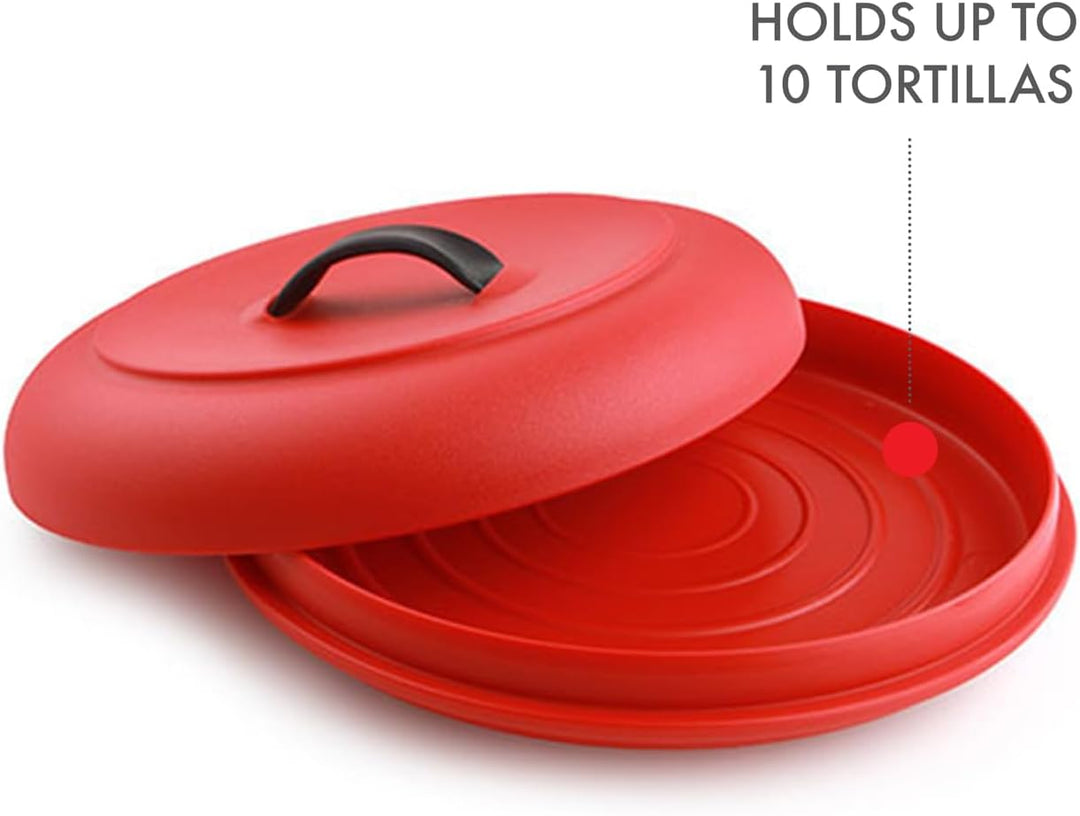 Dexas 503-200 Microwavable Tortilla-Wärmer für die Mikrowelle, 21,6 x 21,6 x 6,3 cm, rot. Ideal für