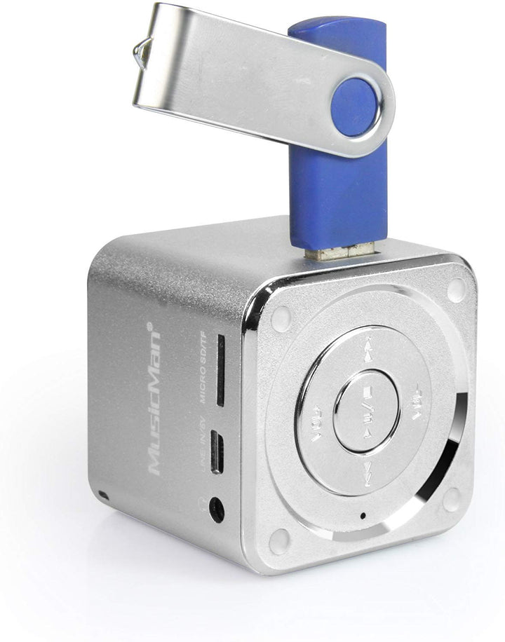 MusicMan Mini Soundstation (MP3 Player, Stereo Lautsprecher, Line In Funktion, SD/microSD Kartenslot