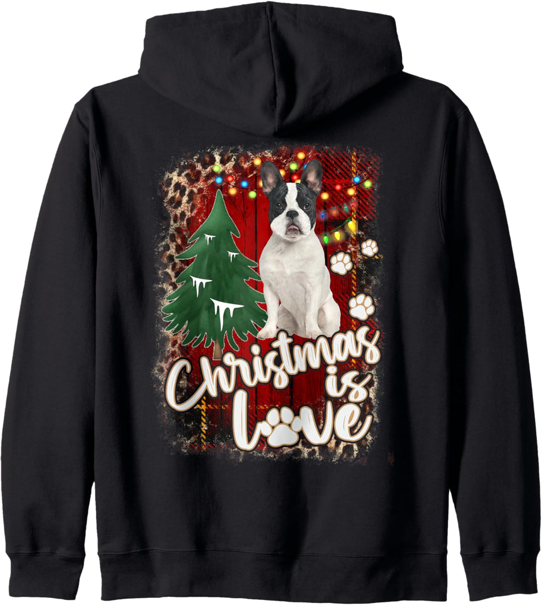 French Bulldog Christmas is Love French Bulldog Dog Pawprint Kapuzenjacke