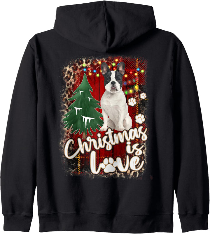 French Bulldog Christmas is Love French Bulldog Dog Pawprint Kapuzenjacke