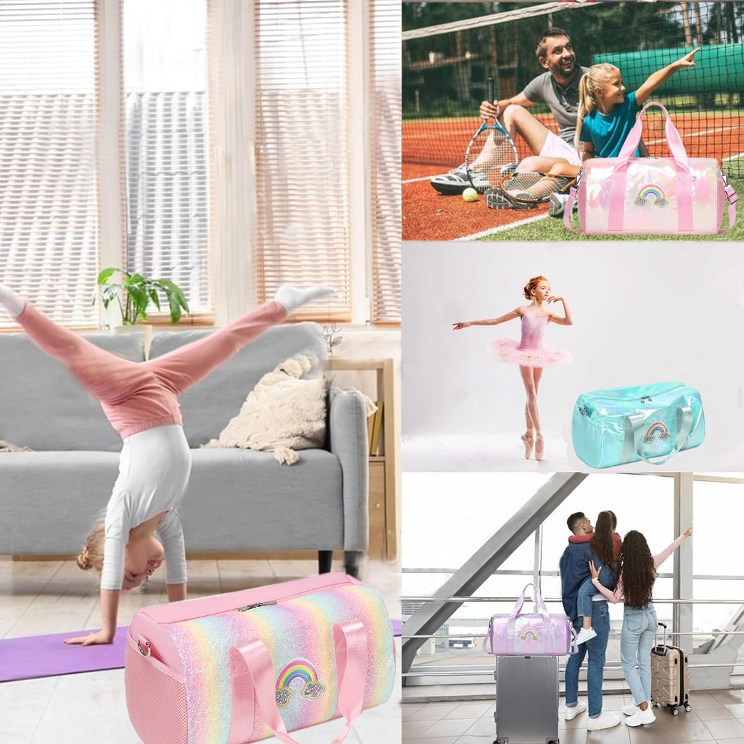 Jumpopack Kinder Mädchen Tanztasche Ballett Tasche Handtasche Mädchen Geschenk mit Nassfach - Regenb