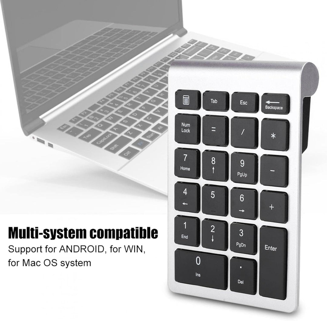 Bewinner RF304 Ziffernblock mit 22 Tasten, Kabellose USB-Plug-and-Play-Minitastatur mit Empfänger, E