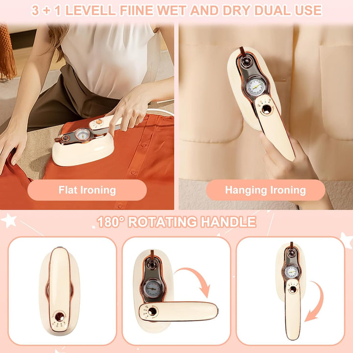 Tragbares Dampfglätter, 1200W Handheld Bügeleisen mit 200 ml Wassertank & Klappbarem Griff, 15 Sekun