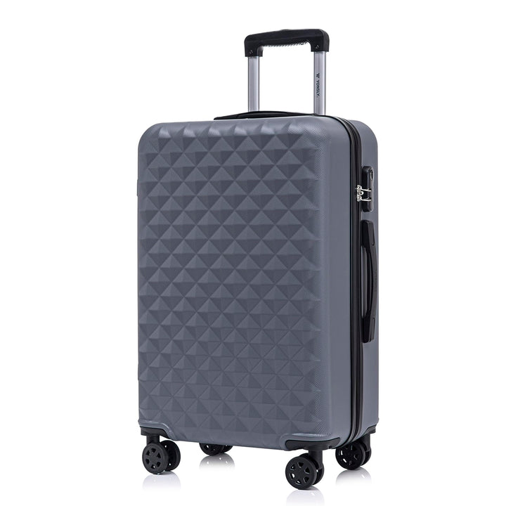 Koffer Suitcase L Grau, Trolley Reisekoffer, Rollkoffer Handgepäck mit 4 Rollen 360°, Hartschalenrei