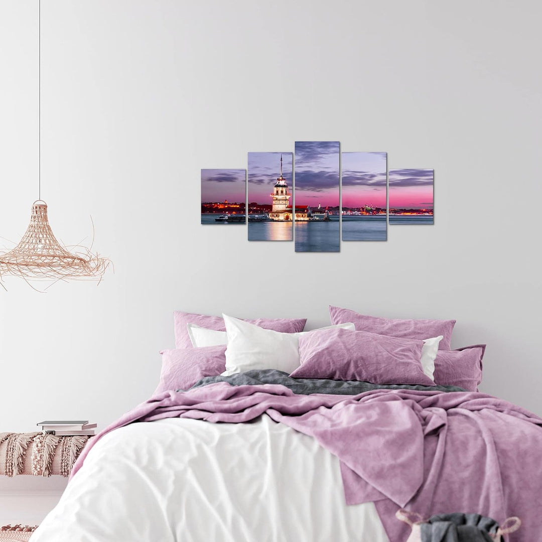 Runa Art Wandbilder Istanbul Türkei 5 Teilig Bild auf Vlies Leinwand Deko Wohnzimmer Schlafzimmer St