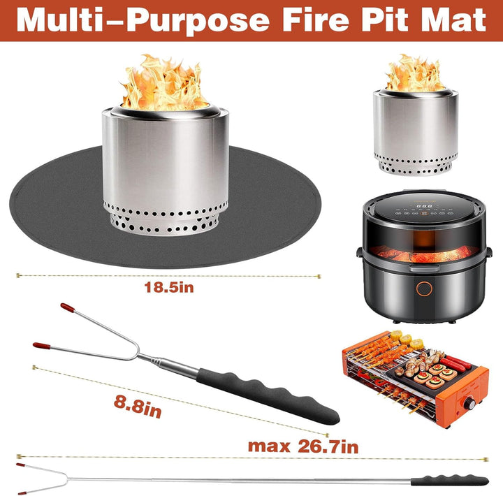 Tabletop Fire Pit Feuerstellenmatte mit einziehbarer Grillgabel, feuerfeste Tisch-Feuerstellenmatte