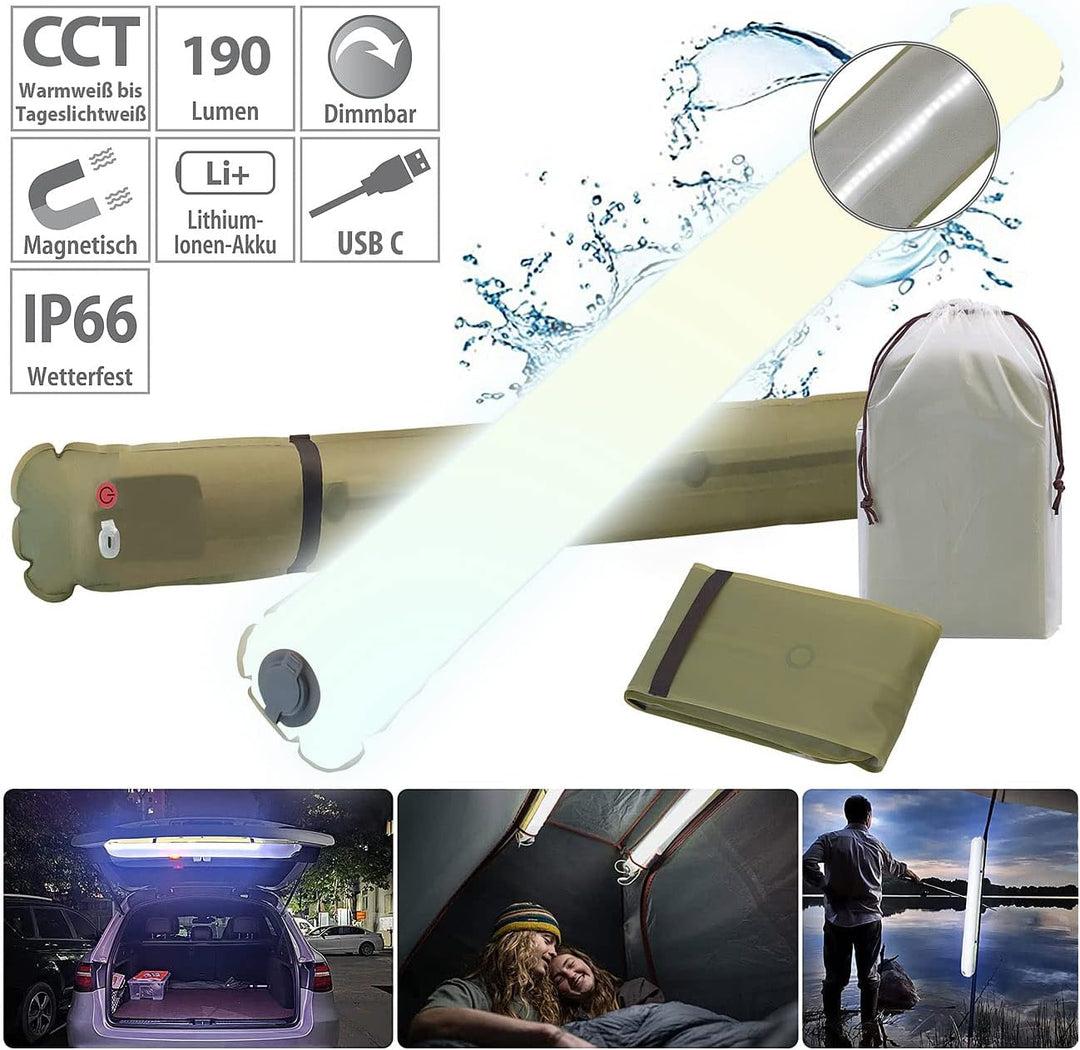 Semptec Urban Survival Technology Camping Licht: Aufblasbare XL-Akku-Campingleuchte mit CCT-LEDs, 19