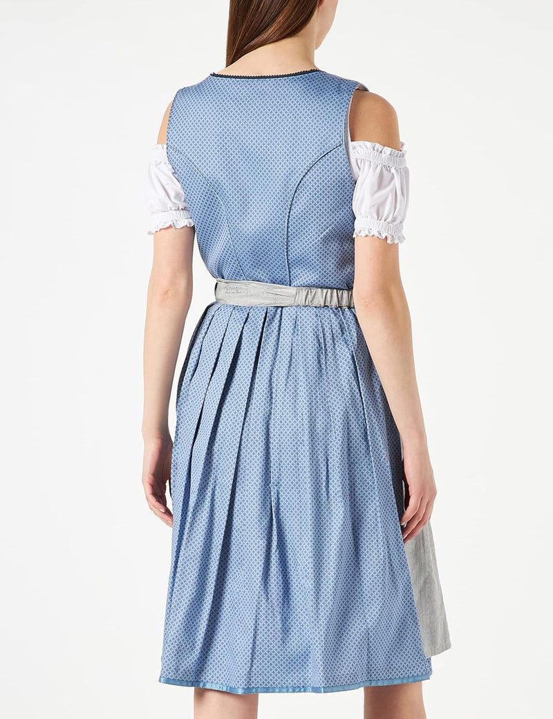 Stockerpoint Damen Dirndl INES Kleid für besondere Anlässe 34 Blau-grau, 34 Blau-grau