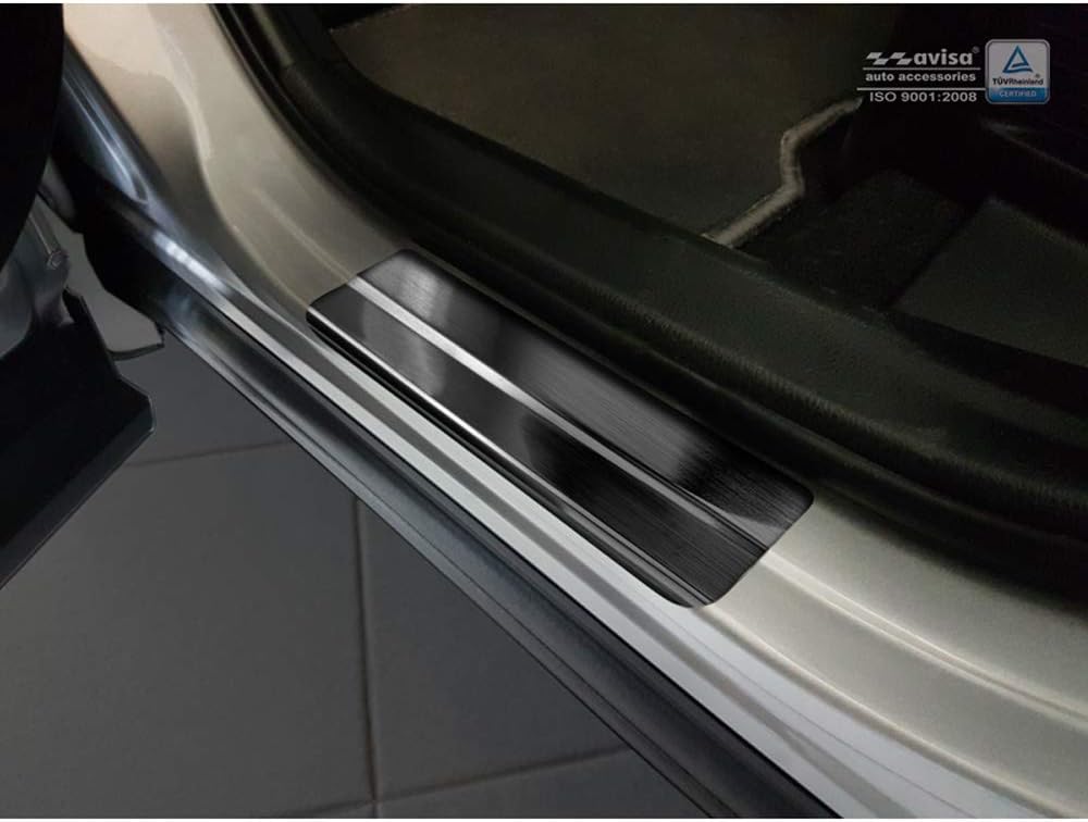 Avisa Black INOX Door sill Protectors Compatible with Toyota C-HR 2016-2019 & Facelift 2019- & RAV4