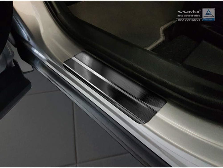 Avisa Black INOX Door sill Protectors Compatible with Toyota C-HR 2016-2019 & Facelift 2019- & RAV4
