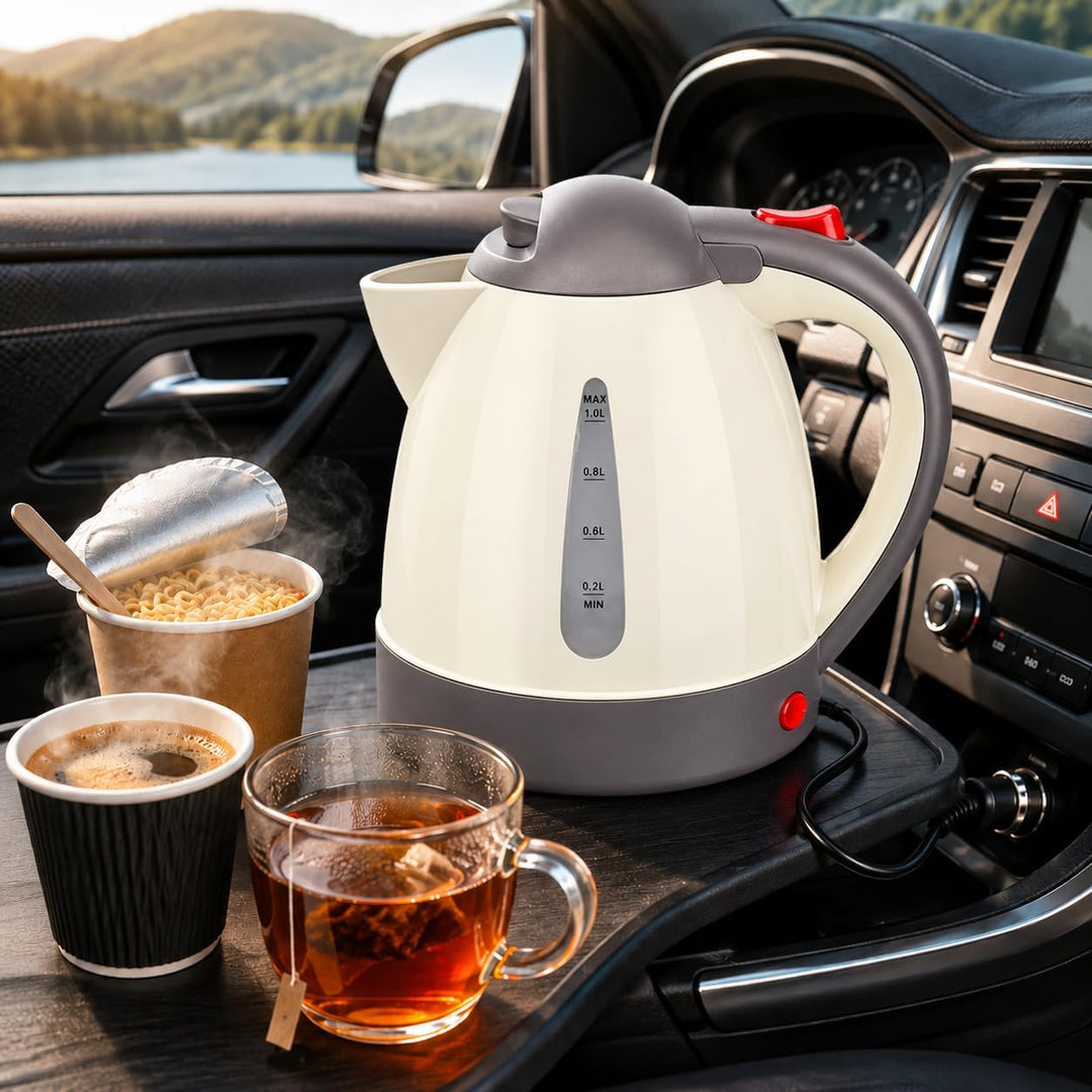 Auto Wasserkocher 1L Tragbare Reisekocher für Auto Reisen Camping mit automatischer Abschaltung aus